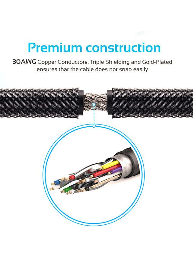 وصلة (كيبل) HDMI 4K بزاوية 90 درجة 3 متر أسود Promate - HDMI Cable With High-Speed And 90 Degree Right-Angle 4K - Black - SW1hZ2U6NTE1NTQ0