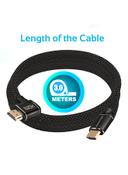 وصلة (كيبل) HDMI 4K بزاوية 90 درجة 3 متر أسود Promate - HDMI Cable With High-Speed And 90 Degree Right-Angle 4K - Black