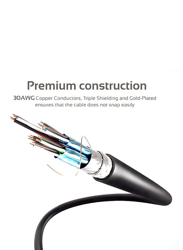 promate 4K HDMI Cable, High-Speed HDMI Cable with 24K Gold Plated Connector and Ethernet, 3D Video Support for HDTV, Projectors, Computers, LED TV and Game consoles Black