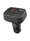promate Bluetooth V5.0 Car FM Transmitter, Wireless Radio Adapter Hands-Free Car Kit with Ultra-Fast Quick Charge 3.0 Port, 1A USB Port, AUX Input, Micro-SD Card Slot, Remote Control and LED Display, SmarTune-2+ Black