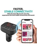 promate Bluetooth V5.0 Car FM Transmitter, Wireless Radio Adapter Hands-Free Car Kit with Ultra-Fast Quick Charge 3.0 Port, 1A USB Port, AUX Input, Micro-SD Card Slot, Remote Control and LED Display, SmarTune-2+ Black