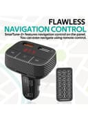 promate Bluetooth V5.0 Car FM Transmitter, Wireless Radio Adapter Hands-Free Car Kit with Ultra-Fast Quick Charge 3.0 Port, 1A USB Port, AUX Input, Micro-SD Card Slot, Remote Control and LED Display, SmarTune-2+ Black