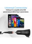 شاحن ولاعة السيارة Type C مع مداخل USB إضافية | Ultra-Fast 2.4A Dual USB Car Charger Black