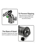 promate Travel Tripod, Professional Aluminium 160cm Tripod with Integrated Monopod and 5 Section, Dual Bubble Level, 360 Degree Head for Canon, Nikon, DSLR, Smartphones Black