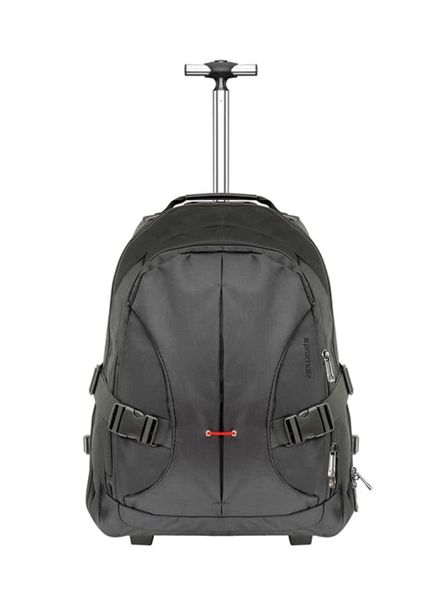 promate Trolley Laptop Bag, 2-In-1 Portable Rolling Laptop Backpack with Adjustable Straps, Secure Storage Compartment and Water-Resistant for Travel, Luggage, Laptop Up To 15.6 Inch, Rover-TR Black Black