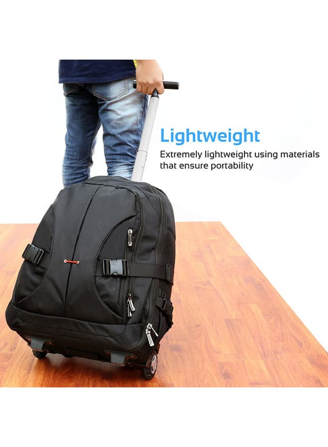 promate Trolley Laptop Bag, 2-In-1 Portable Rolling Laptop Backpack with Adjustable Straps, Secure Storage Compartment and Water-Resistant for Travel, Luggage, Laptop Up To 15.6 Inch, Rover-TR Black Black
