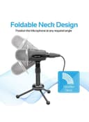 promate Desktop Microphones, 3.5mm Professional Condenser Recording Podcast Microphone with Built-In Volume Control and Tripod Stand for PC, Laptop, Skype, Vocal Recording, Tweeter-8 Tweeter-8 Black