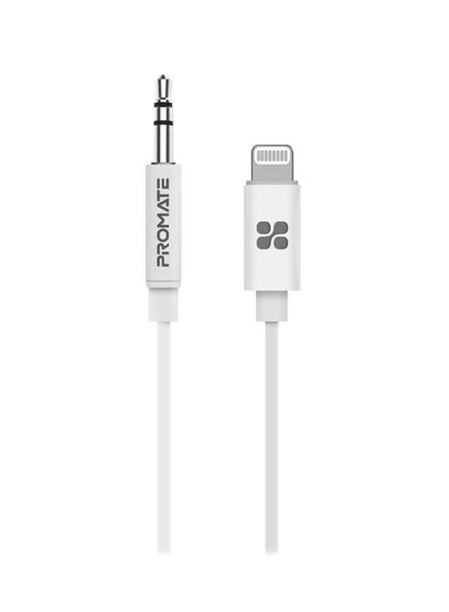 promate Apple MFi Certified 3.5mm USB AUX Cable White - SW1hZ2U6NTEyODU5