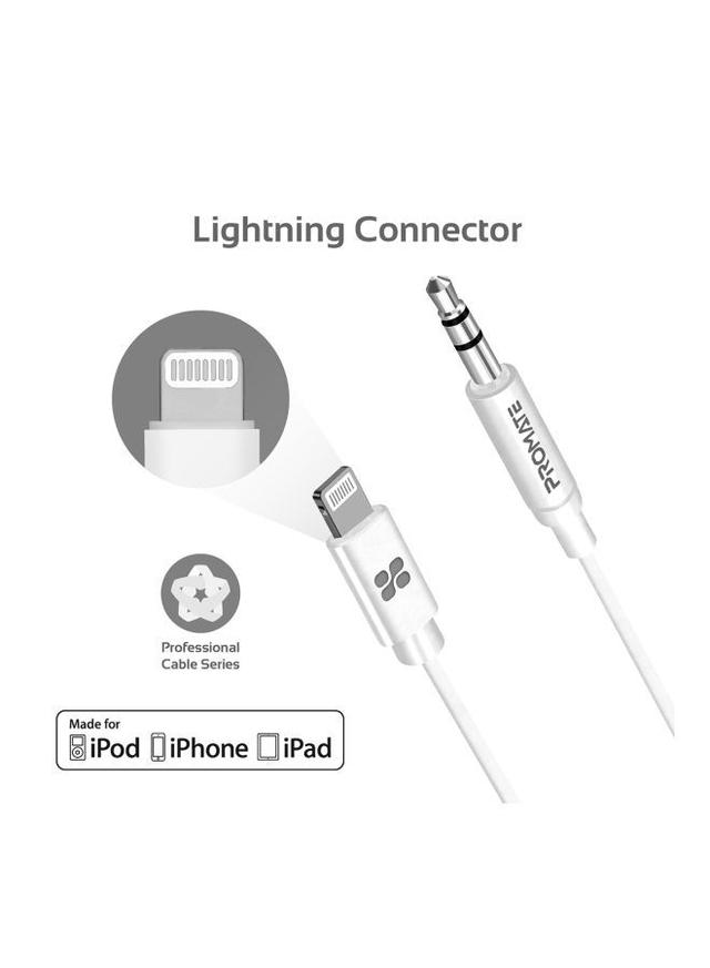 promate Apple MFi Certified 3.5mm USB AUX Cable White - SW1hZ2U6NTEyODYx