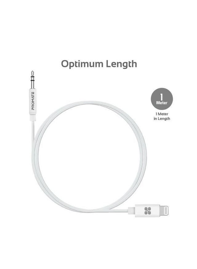 promate Apple MFi Certified 3.5mm USB AUX Cable White - SW1hZ2U6NTEyODY5