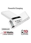 promate 20000 mAh USB-C Qi Power Bank, Qi-Certified 10W Fast Wireless Battery Charger with 18W Two-Way Type-C Power Delivery, QC 3.0 Three USB Port, LED Display , Micro USB Input for Qi and USB Enabled Devices, AuraTank-20 White White