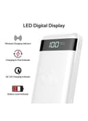 promate 20000 mAh USB-C Qi Power Bank, Qi-Certified 10W Fast Wireless Battery Charger with 18W Two-Way Type-C Power Delivery, QC 3.0 Three USB Port, LED Display , Micro USB Input for Qi and USB Enabled Devices, AuraTank-20 White White