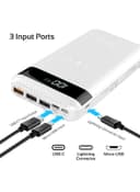 promate 20000 mAh USB-C Qi Power Bank, Qi-Certified 10W Fast Wireless Battery Charger with 18W Two-Way Type-C Power Delivery, QC 3.0 Three USB Port, LED Display , Micro USB Input for Qi and USB Enabled Devices, AuraTank-20 White White