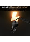 promate Premium Carbon Fibre 3.4A Car Charger with Built-In Connector Coiled Cable and 2.4A Ultra-Fast USB Charging Port, Short-Circuit Protection for Smartphones, Tablets, GPS, VolTrip-i Black