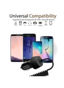 promate Type-C Car Charger Adapter, Fast Charging 3.4A USB Car Charger with Integrated Built-In Coiled USB-C Tangle-Free Cor and Short Circuit Protection for Smartphones, iPhone, GPS, VolTrip-C Black
