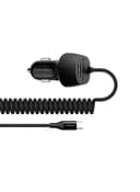 promate Type-C Car Charger Adapter, Fast Charging 3.4A USB Car Charger with Integrated Built-In Coiled USB-C Tangle-Free Cor and Short Circuit Protection for Smartphones, iPhone, GPS, VolTrip-C Black