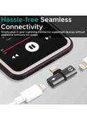وصلة ايفون شاحن وسماعة 2 في 1 رمادي بروميت Promate Grey 2-In-1 Audio And Charging Adaptor With Connector