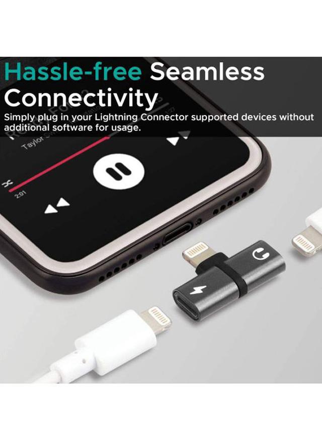 وصلة ايفون شاحن وسماعة 2 في 1 رمادي بروميت Promate Grey 2-In-1 Audio And Charging Adaptor With Connector
