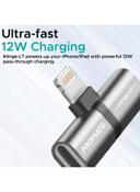 وصلة ايفون شاحن وسماعة 2 في 1 رمادي بروميت Promate Grey 2-In-1 Audio And Charging Adaptor With Connector