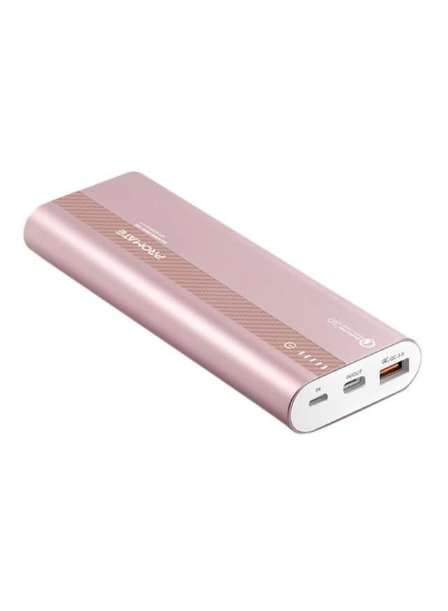 باور بانك بمخرجين 20100mAh زهري Qualcomm QC3.0 Power Bank Aluminium Portable - Promate
