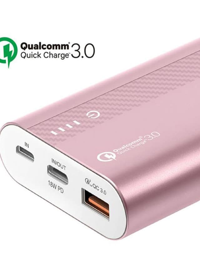 باور بانك بمخرجين 20100mAh زهري Qualcomm QC3.0 Power Bank Aluminium Portable - Promate