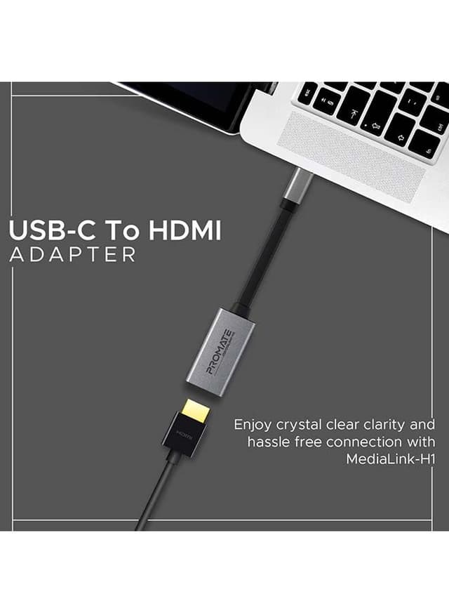 محول USB Type-C to HDMI بدعم نقل 4k HD أسود | Ultra-Compact USB Type-C to HDMI Adapter Converter