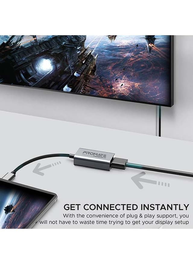 محول USB Type-C to HDMI بدعم نقل 4k HD أسود | Ultra-Compact USB Type-C to HDMI Adapter Converter