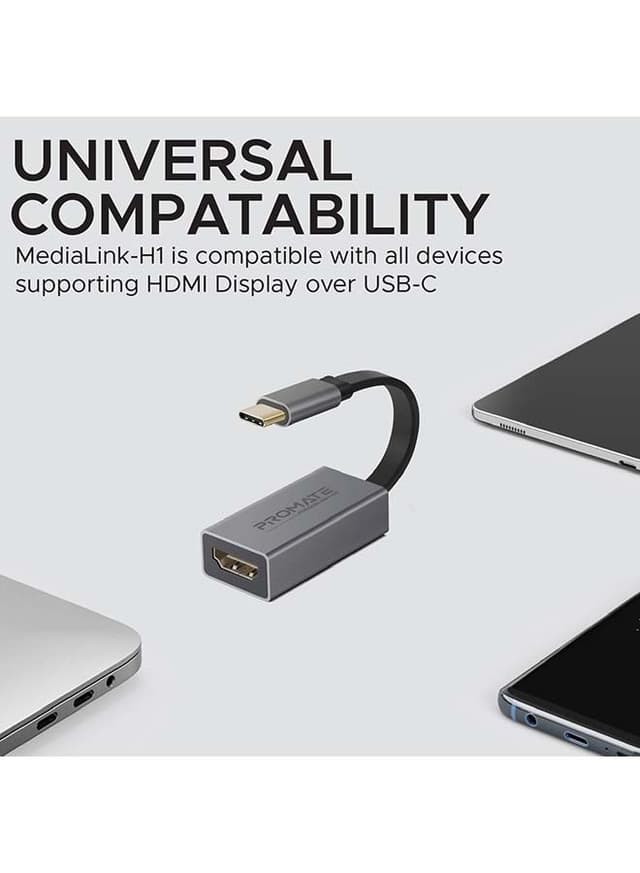 محول USB Type-C to HDMI بدعم نقل 4k HD أسود | Ultra-Compact USB Type-C to HDMI Adapter Converter