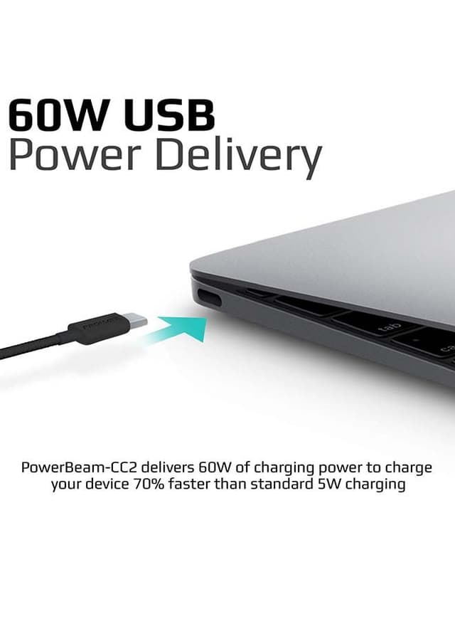 وصلة الشحن السريعة بقدرة 60 وات طول 2 متر أسود | USB-C to USB-C Cable, Ultra-Fast 60W Power Delivery