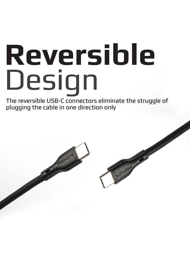 وصلة الشحن السريعة بقدرة 60 وات طول 2 متر أسود | USB-C to USB-C Cable, Ultra-Fast 60W Power Delivery
