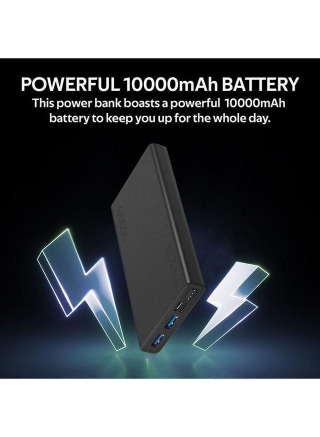 باور بانك متعدد المخارج 10000 mAh أسود Premium Battery Power Bank Over Charging Protection - Promate