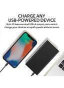 باور بانك متعدد المخارج 10000 mAh أسود Premium Battery Power Bank Over Charging Protection - Promate