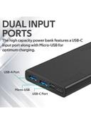 باور بانك متعدد المخارج 10000 mAh أسود Premium Battery Power Bank Over Charging Protection - Promate