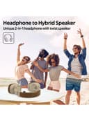 promate Wireless Headphone with Speaker, 2-in-1 High Definition Bluetooth v5.0 Headphone with Built-in 6W Speaker, Mic, 12H Playtime, MicroSD Card Slot, FM Radio and AUX Port for Smartphones, Tablets, iPod Brown/Beige