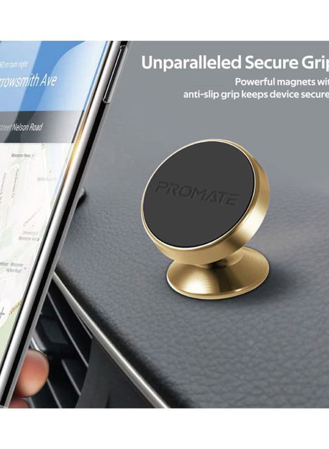 حامل فتحة تهوية السيارة للهواتف الذكية ذهبي و أسود Promate - Magnetic Car Phone Holder, Multi-Angle 360 Degree Gold / Black