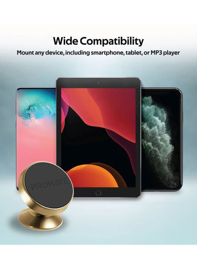 حامل فتحة تهوية السيارة للهواتف الذكية ذهبي و أسود Promate - Magnetic Car Phone Holder, Multi-Angle 360 Degree Gold / Black