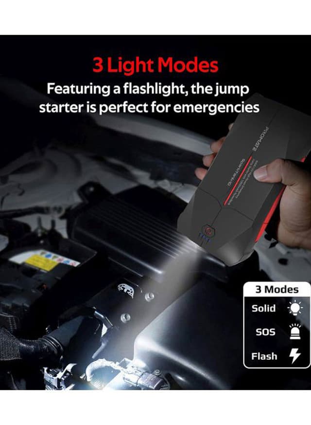 بطارية إحتياطية للسيارة 10000mAh أسود Car Jump Starter Power Bank - Promate