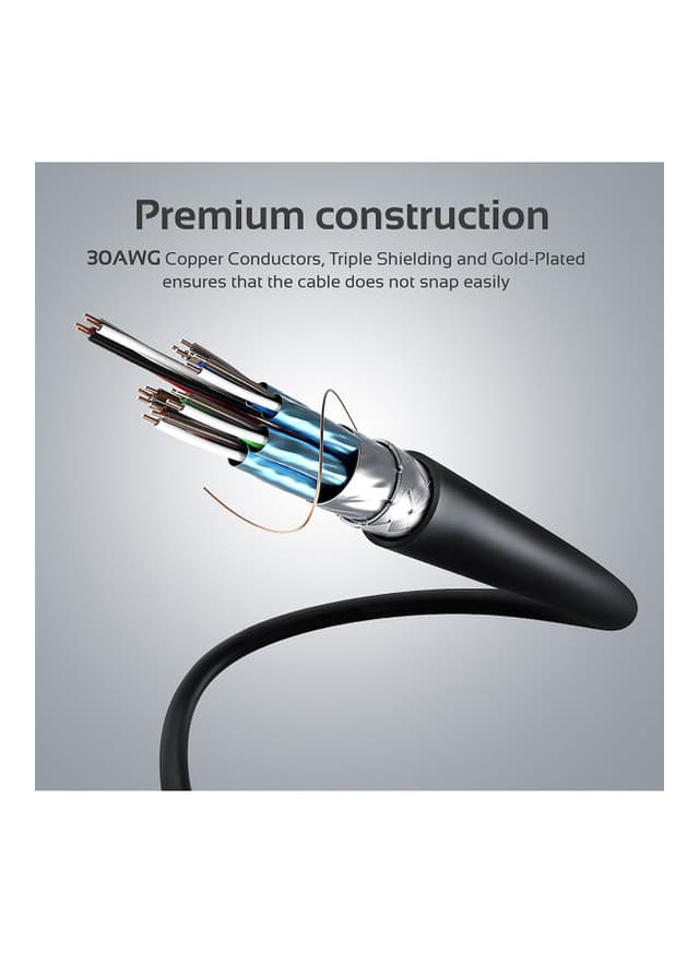 وصلة بروجكتر للابتوب 10 متر Promate High Definition 4K HDMI Audio Video Cable 10 meter Black