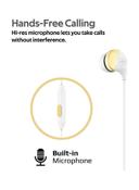 سماعات اذن سلكية بمدخل أواكس 3.5 مم ذهبي و أبيض Promate - In-Ear Earbuds Headphones Gold/White