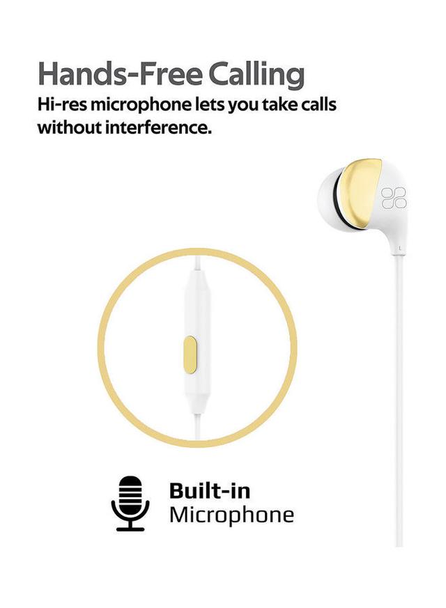 promate In-Ear Earbuds Headphones Gold/White - SW1hZ2U6NTE0MjMx