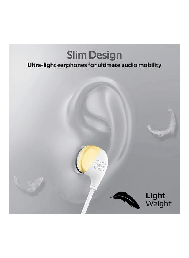 سماعات اذن سلكية بمدخل أواكس 3.5 مم ذهبي و أبيض Promate - In-Ear Earbuds Headphones Gold/White