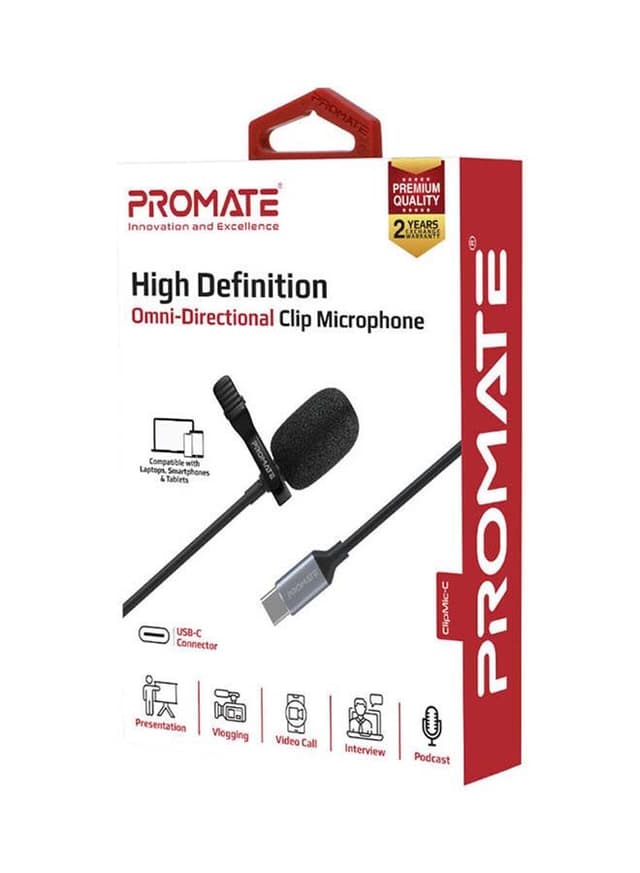 مايك سلكي Type- C بطول 1.5 متر أسود | USB Type- C Lavalier Microphone