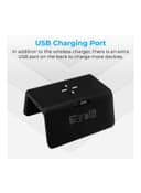 promate Digital Alarm Clock With Wireless Charging Black