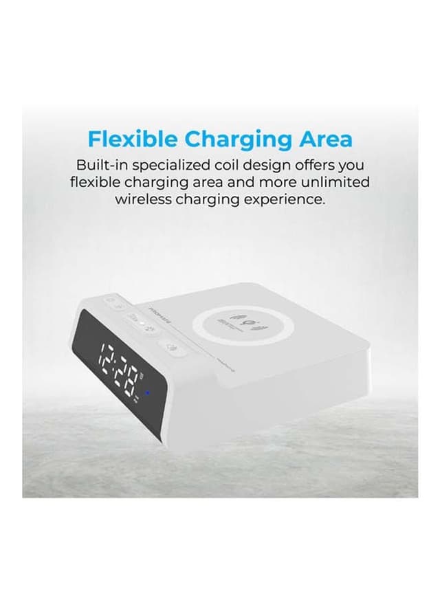 promate Alarm Clock With Qi Wireless Charger White