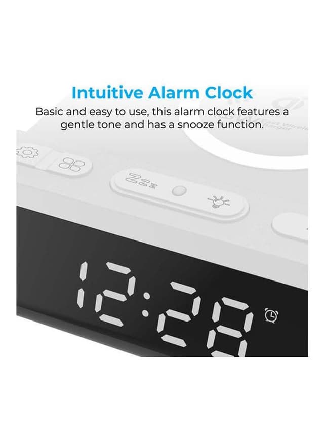 promate Alarm Clock With Qi Wireless Charger White