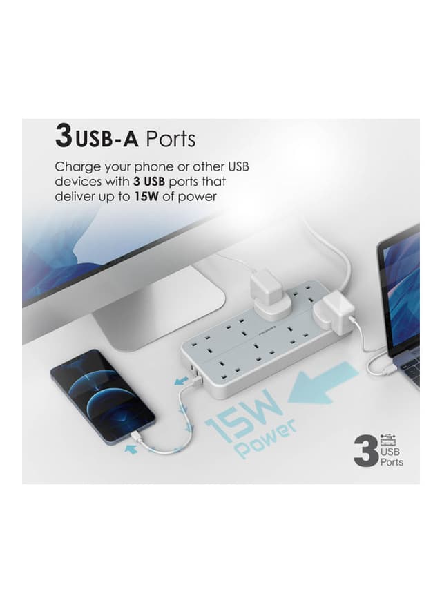 وصلة كهرباء 11في1 3250 واط 11in1 Surge Protector Power Extension - Promate