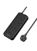 promate Premium Surge Protector Power Extension with 4M Cord Length, 3250W 6 AC Outlets, Fast Charging 3.4A 4 USB Ports Black