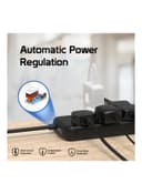 promate Premium Surge Protector Power Extension with 4M Cord Length, 3250W 6 AC Outlets, Fast Charging 3.4A 4 USB Ports Black
