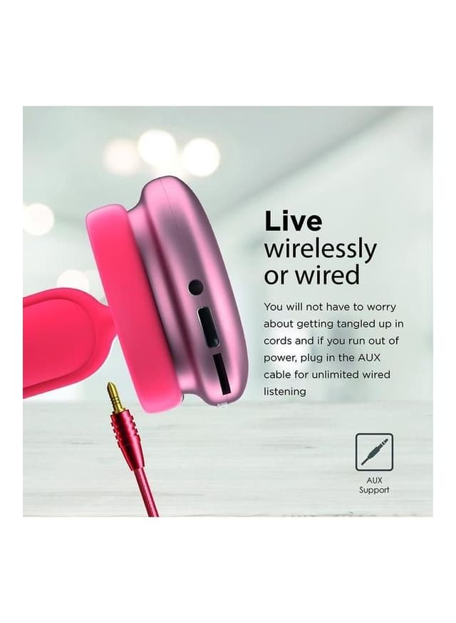 promate AirBeat - High Fidelity Stereo Wireless Headphones Red