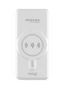 promate 10000 mAh Promate Magnetic Wireless Power Bank for iPhone 12, Magnetic 10W Qi Wireless Mag-Safe Battery Pack with 20W USB-C Power Delivery 2-way Charging Port and QC 3.0 Fast Charging Port for iPhone 12, Samsung, iPad Pro, PowerMag-10 White